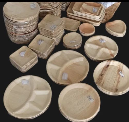 Variety of Areca leaf plates in different sizes and shapes