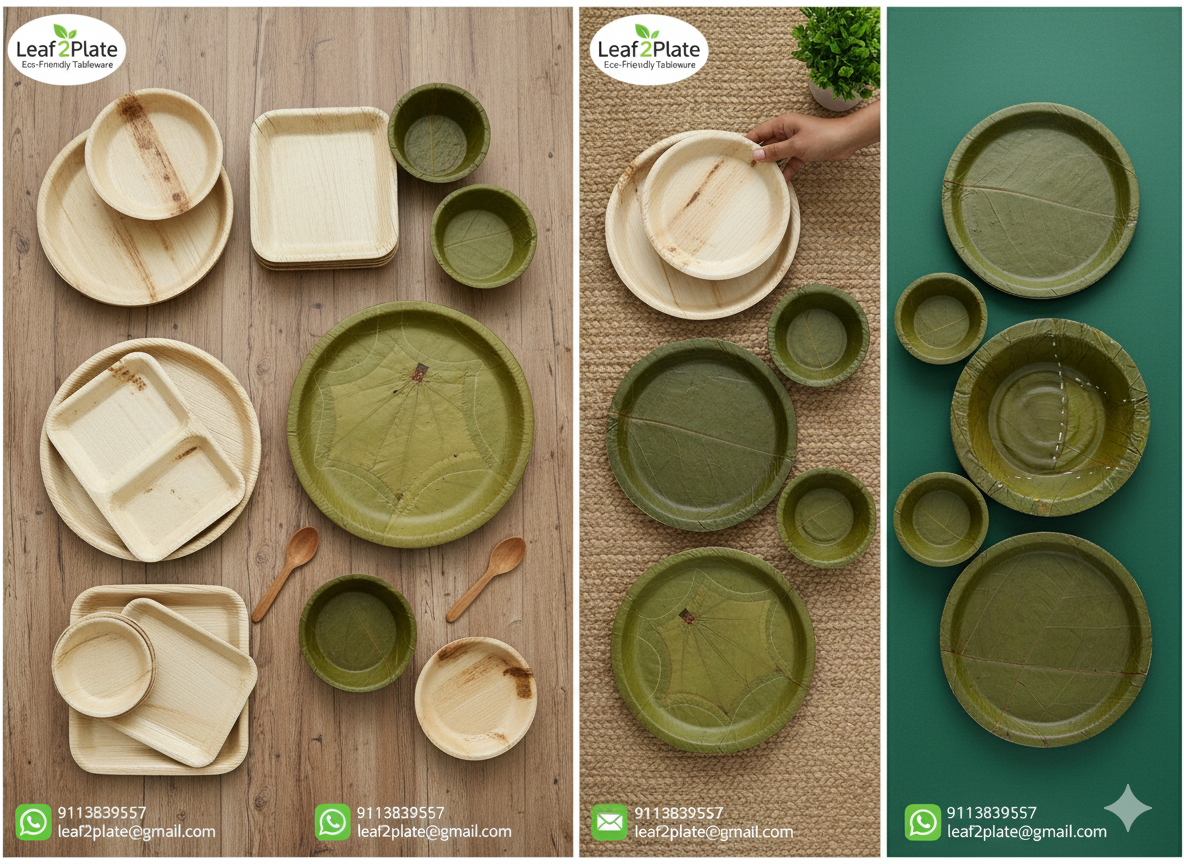 Traditional hand-stitched Sal leaf Patravali plates